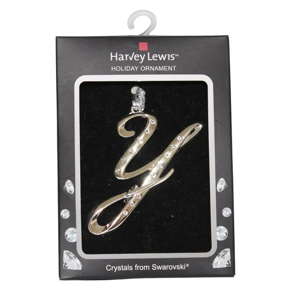 Letter Y Ornament Silver with Crystals NWT